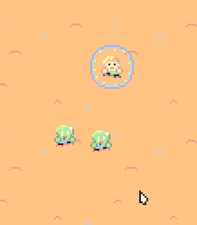 Player sprite with a shield from Once More, Through the Desert by Totteri Studios